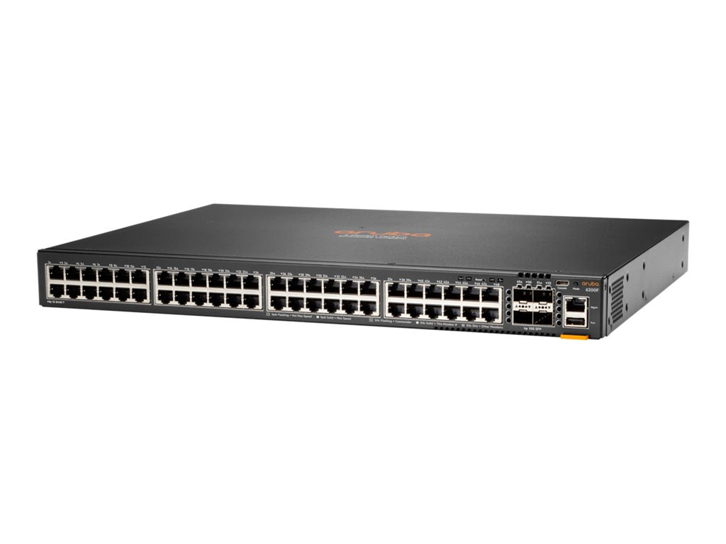 HPE Aruba Networking CX 6200F 48G 4SFP+ Switch - Switch - L3 - managed - 48 x 10/100/1000 + 4 x 100/1000/10G SFP+ - front and JL726B#B2E