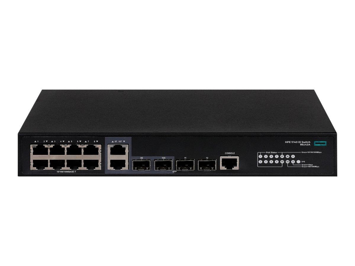 HPE FlexNetwork 5140 8G 2SFP 2XGT Combo EI - Switch - L3 - smart - 8 x 10/100/1000 + 2 x 1 Gigabit / 10 Gigabit SFP+ + 2 x combo R8J42A#B2E