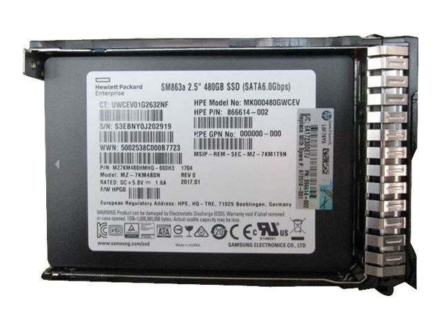 HPE Mixed Use-3 - SSD - 480 GB - hot-swap - 2.5 SFF - SATA 6Gb/s - with HPE Smart Carrier"