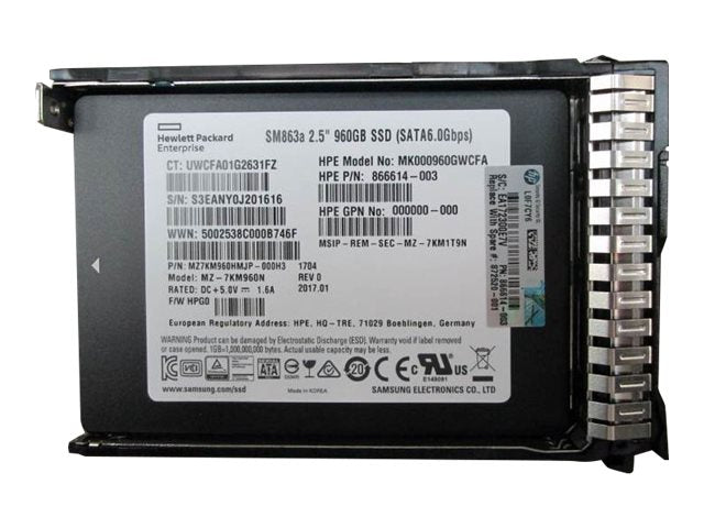 HPE Mixed Use-3 - SSD - 960 GB - hot-swap - 2.5 SFF - SATA 6Gb/s - with HP SmartDrive carrier"