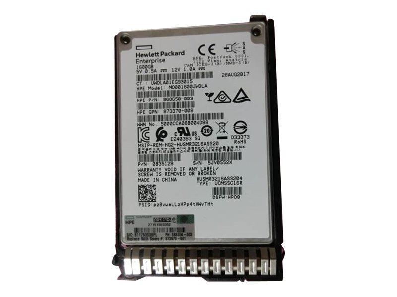HPE Mixed Use - SSD - 1.6 TB - hot-swap - 2.5 SFF - SAS 12Gb/s - with HPE Smart Carrier"