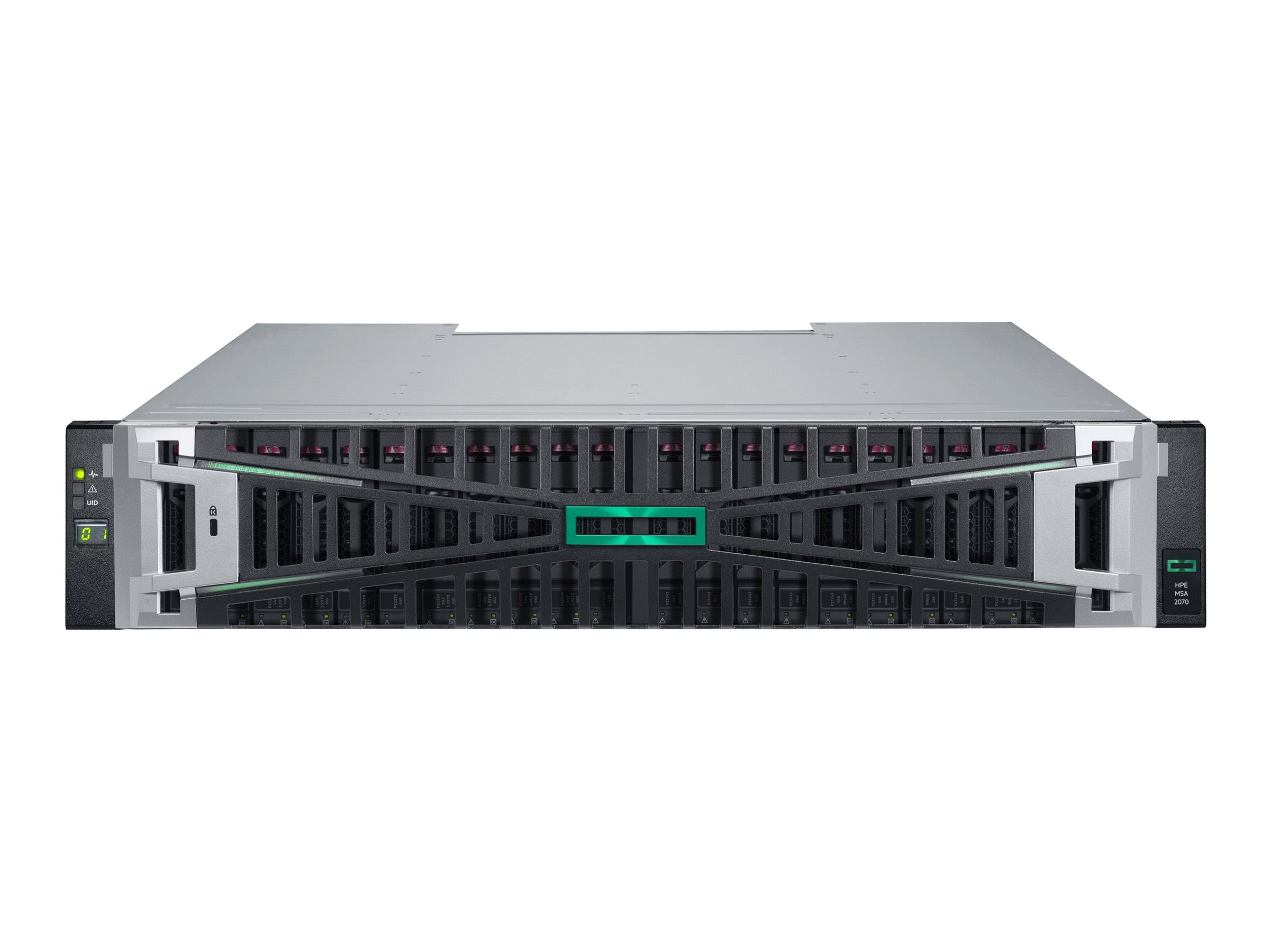 HPE Modular Smart Array 2070 10GBASE-T iSCSI SFF TAA Storage - Solid state / hard drive array - 0 TB - 24 bays (SAS-3) - iSCSI S1H52A
