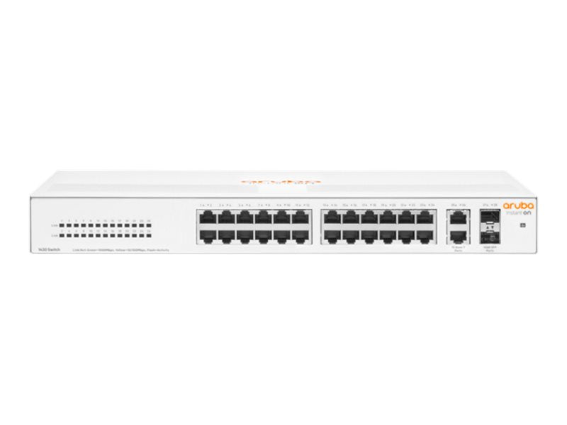 HPE Networking Instant On 1430 26G 2SFP Switch - Switch - unmanaged - 26 x 10/100/1000 + 2 x 100/1000 SFP - desktop, rack-mountable, R8R50A#B2E