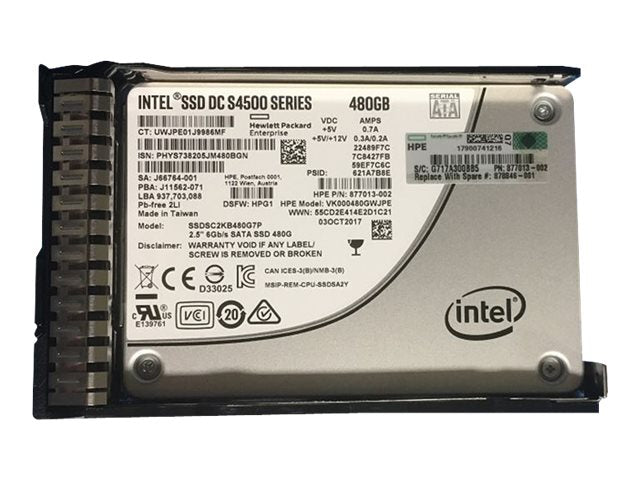 HPE - SSD - Read Intensive - 480 GB - hot-swap - 2.5 SFF - SATA 6Gb/s - with HPE Smart Carrier"