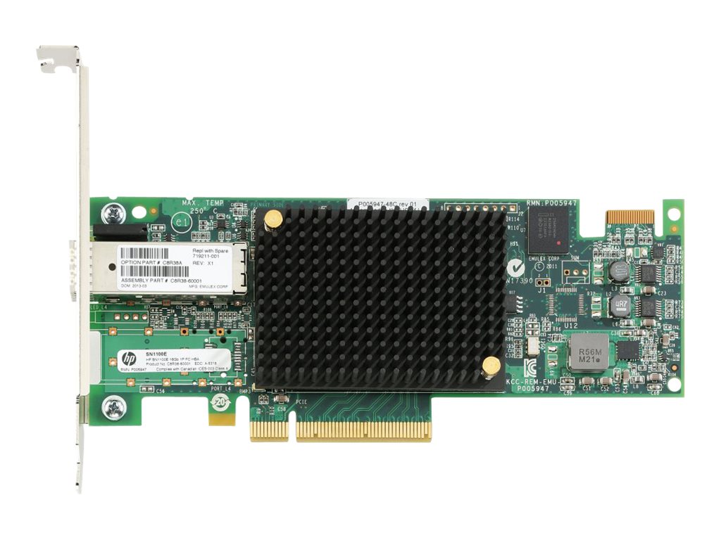HPE StoreFabric SN1100E - Host bus adapter - PCIe 3.0 x8 low profile - 16Gb Fibre Channel x 1 - for ProLiant DL360p