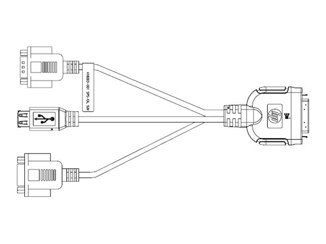 HPE - USB / VGA / serial cable - 36 pin SUV connector to USB, DB-9, HD-15 (VGA) - for BLc7000 Enclosure; Integrity