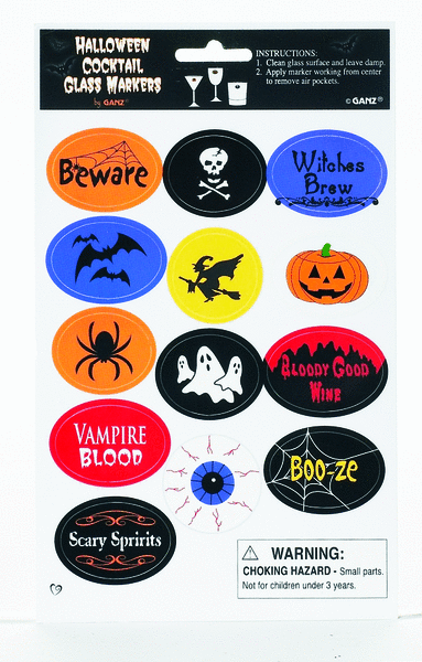 Halloween Cocktail Glass Markers Sheet of 13