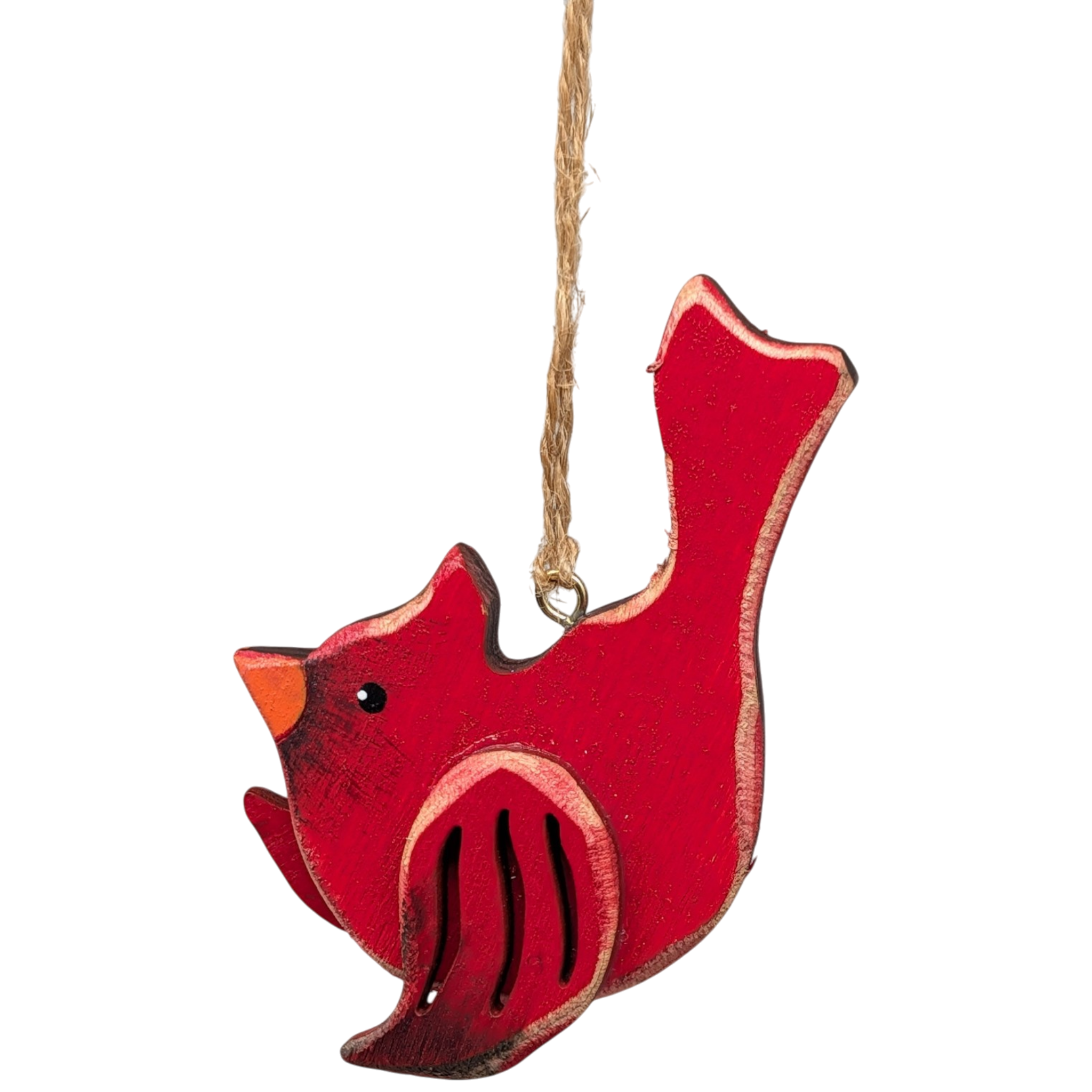 Hand-Crafted Wooden Cardinal Ornament -