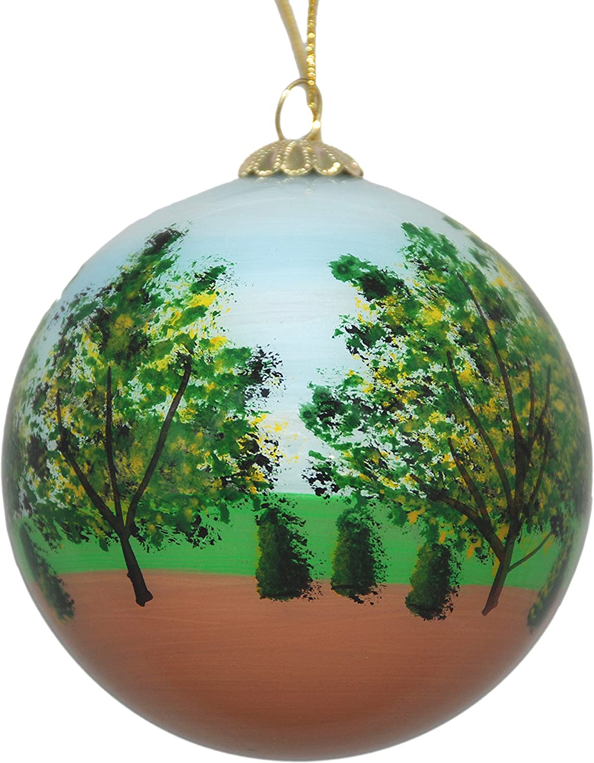 Hand Painted Glass Globe Ornament - Burlington Church Street Daytime