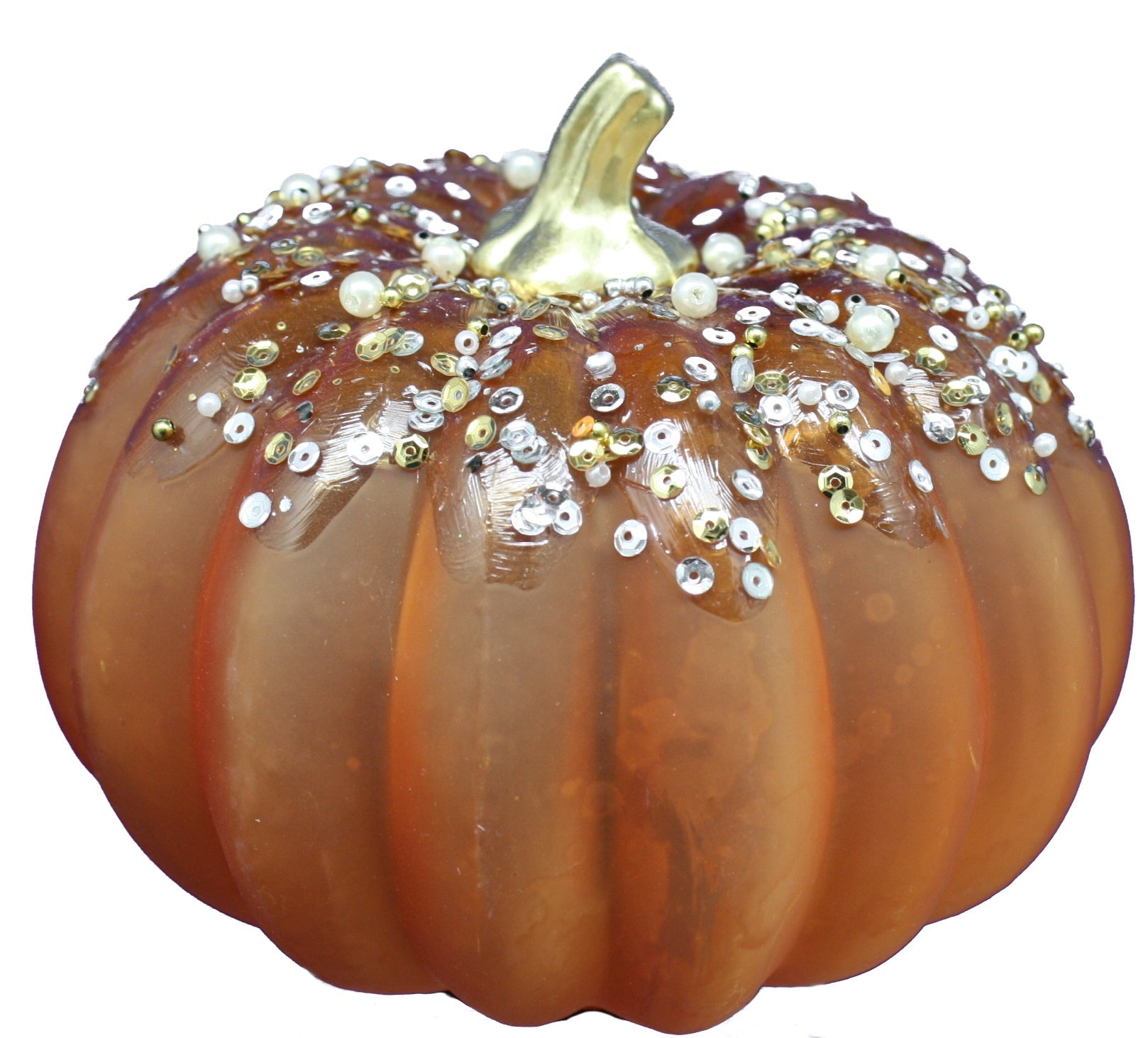 Handblown Glass Harvest Pumpkin with Jewel Accent -