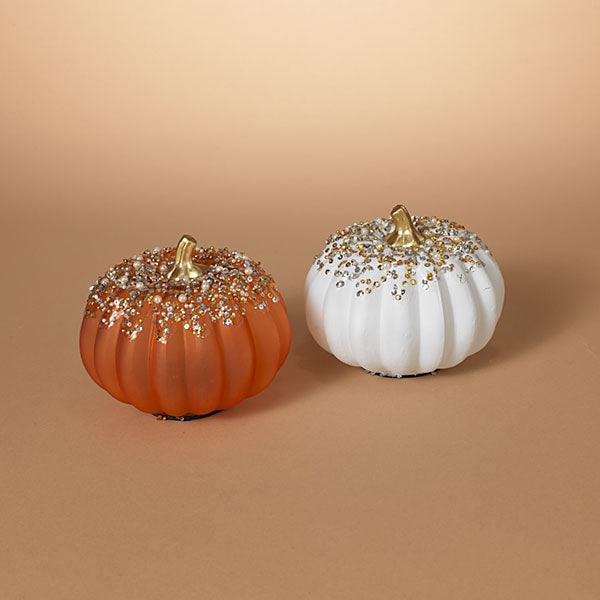 Handblown Glass Harvest Pumpkin with Jewel Accent -