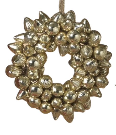 Handblown Gold Glass Ornament Wreath