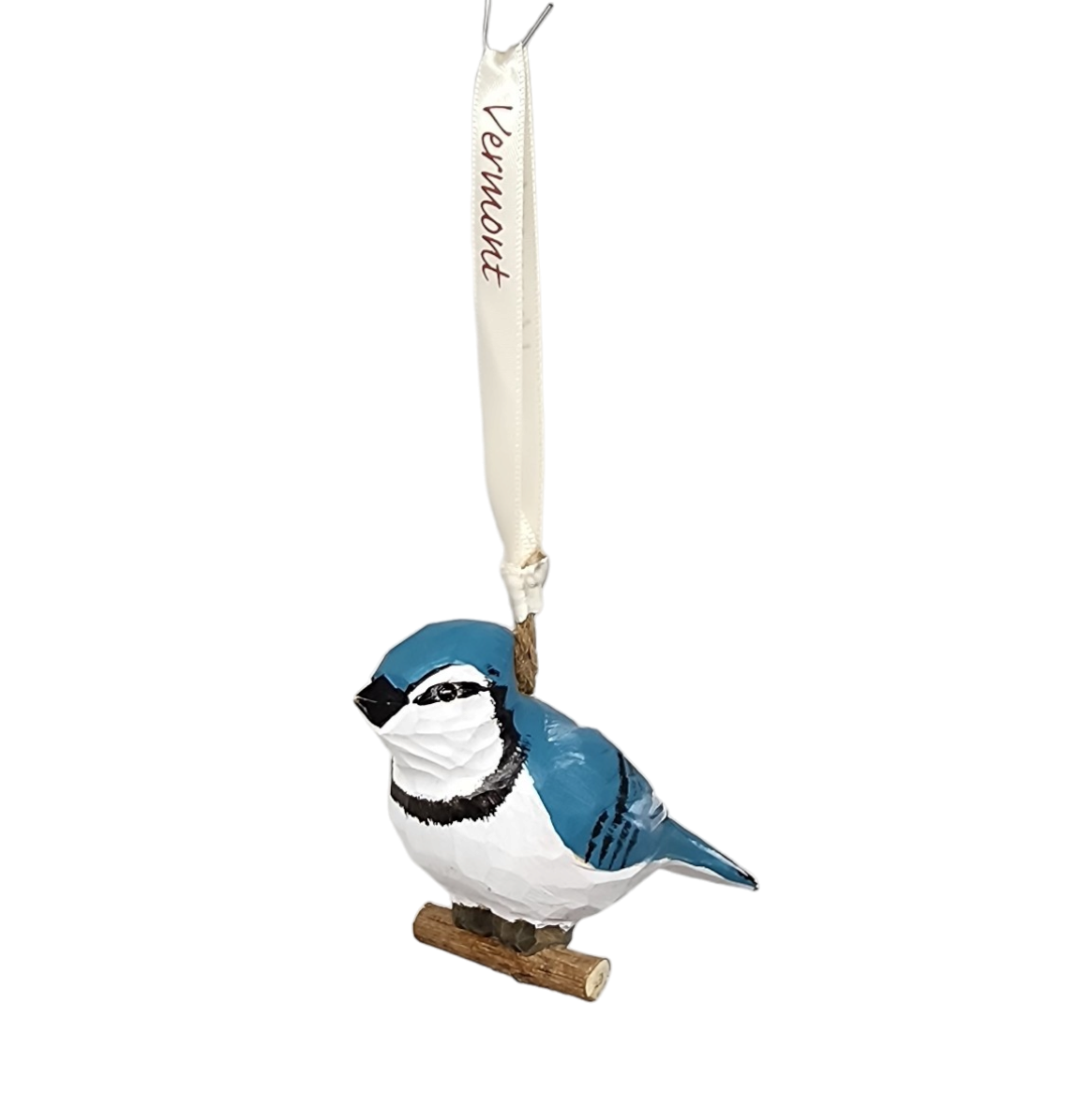 Handcarved Wood Ornament - Blue Jay