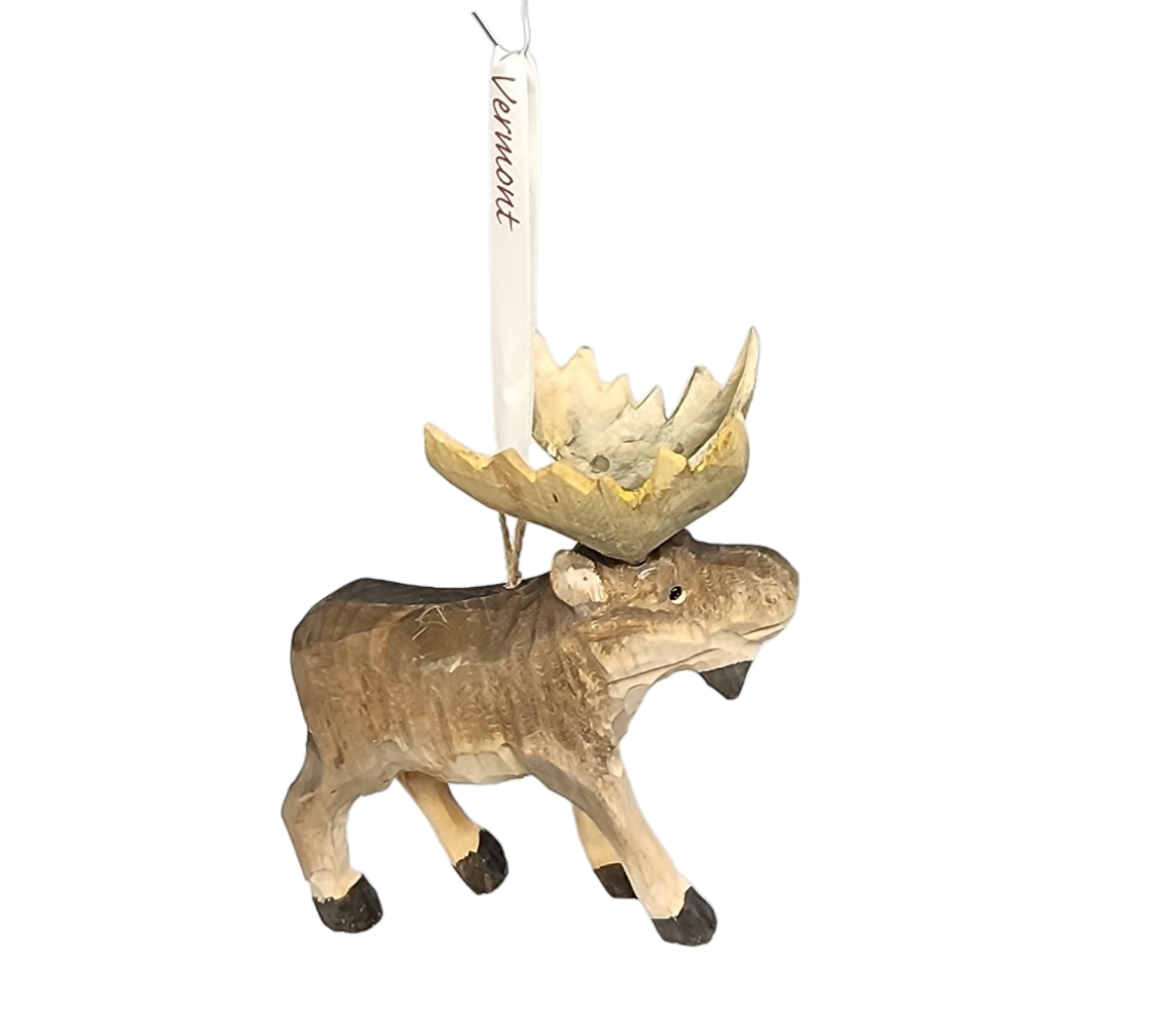 Handcarved Wood Ornament - Bull Moose