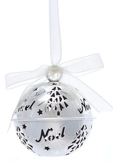 Hanging Word Bell Ornaments - Silver -