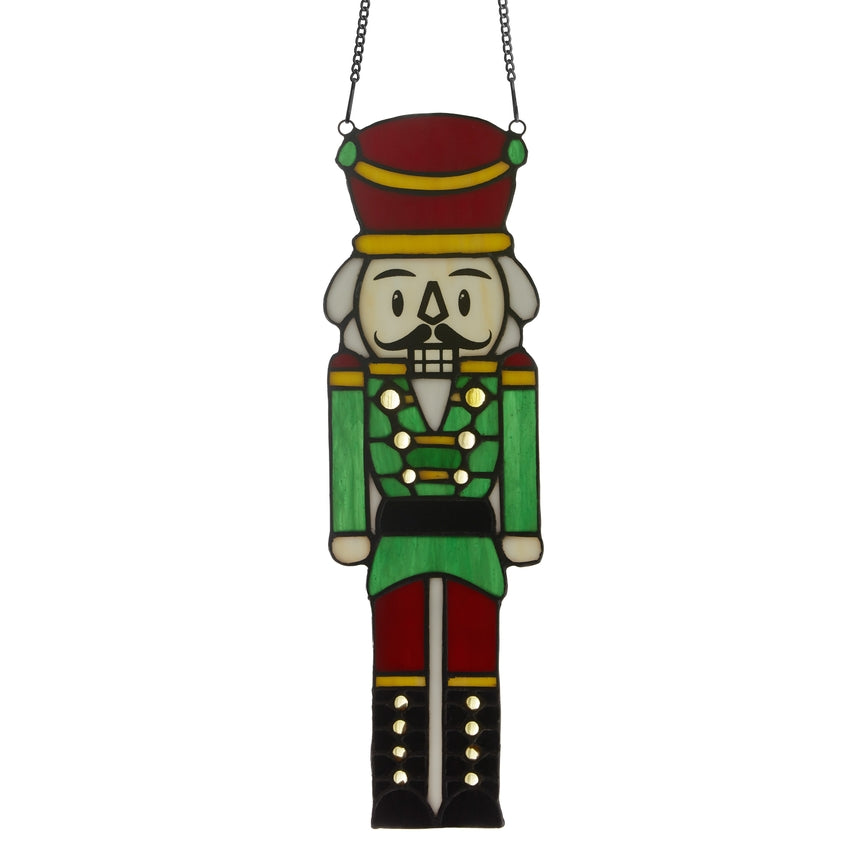 Hans the Holiday Nutcracker Stained Glass Window Panel