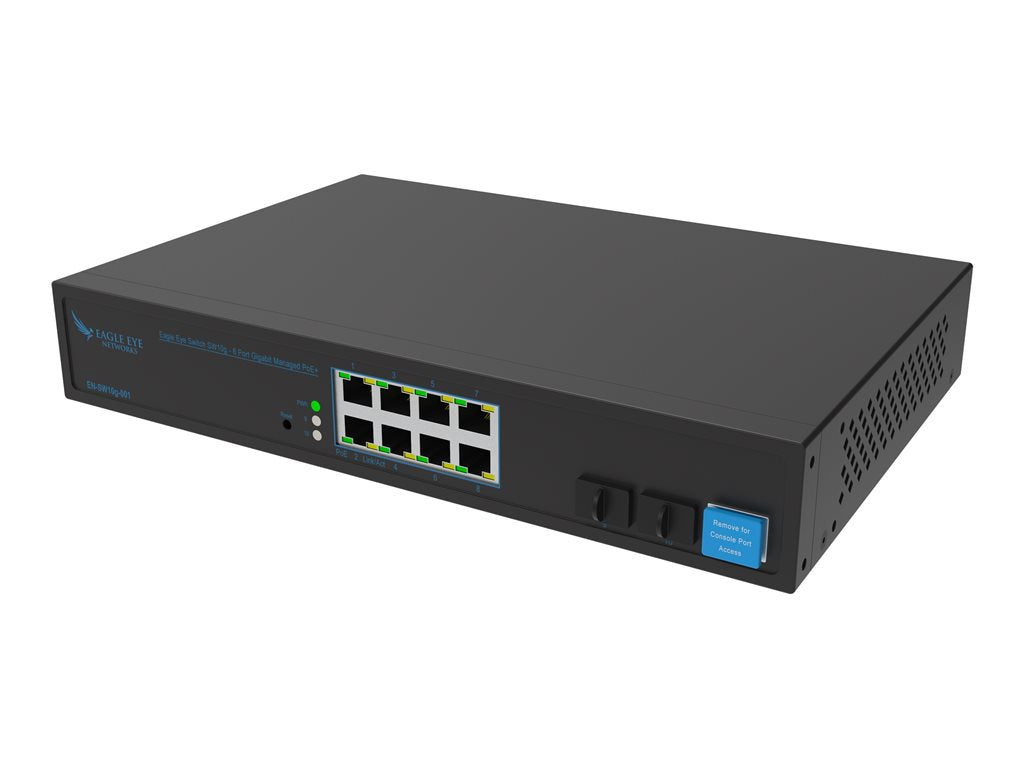 Hanwha Vision SW10G - Switch - 8 x 10/100/1000 (PoE+) + 2 x Gigabit SFP (uplink) - PoE+ (125 W) SKY-SW10G-001