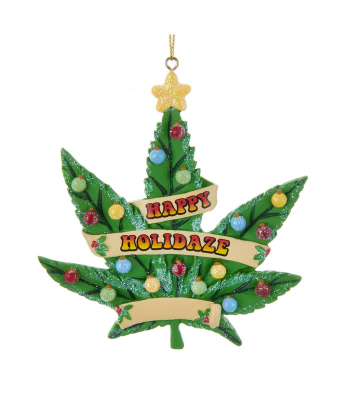 Happy Holidaze Cannabis Leaf Ornament