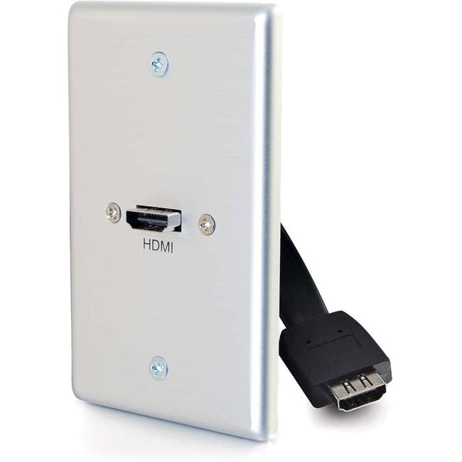 Hdmi Pass Through Single Gang Wall Plate - Brushed Aluminum