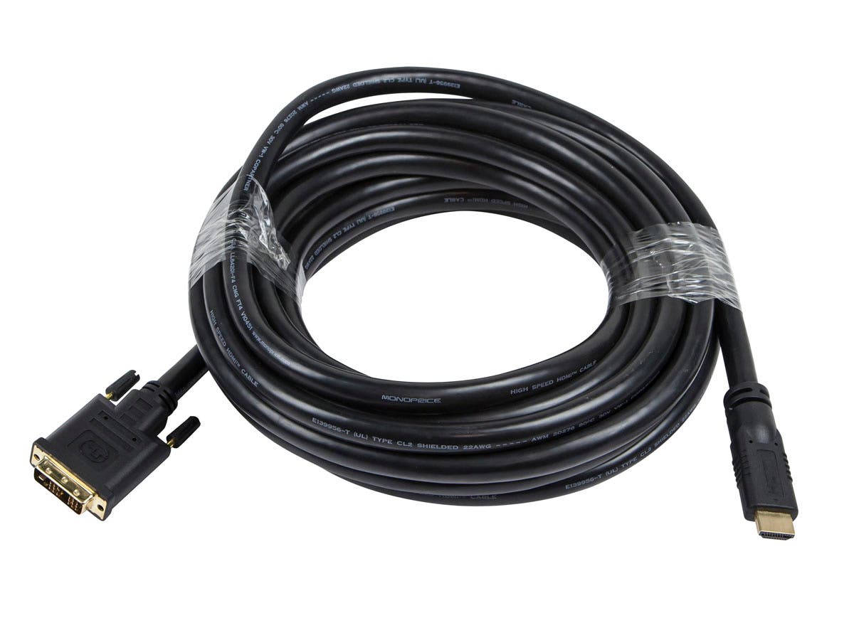 Hdmi To Dvi Adapter Cable - Black 25Ft