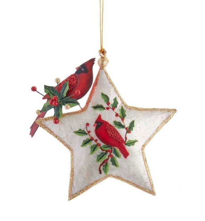 Heart or Star Cardinal Ornament -