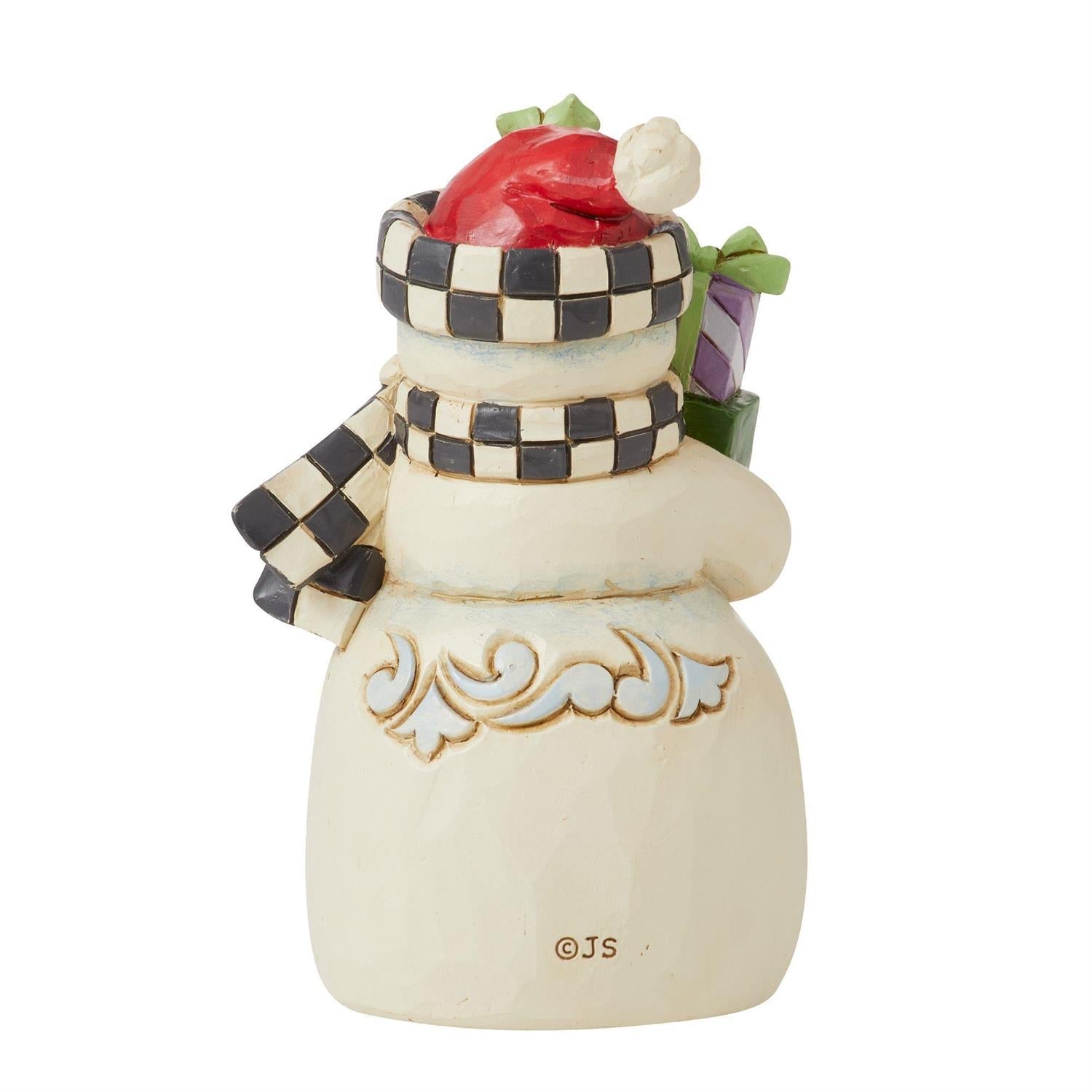 Heartwood Creek Mini Snowman with Checkered Hat Figurine