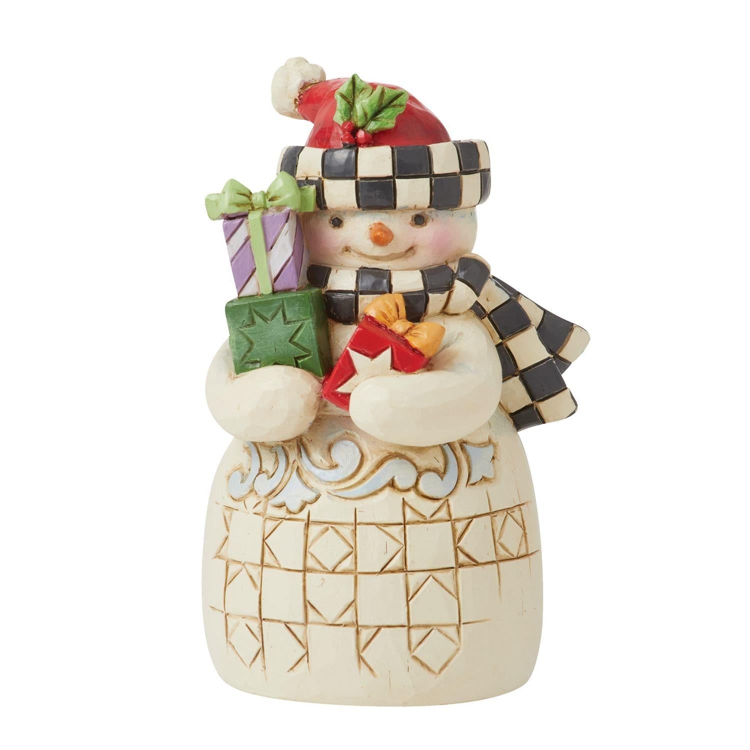 Heartwood Creek Mini Snowman with Checkered Hat Figurine