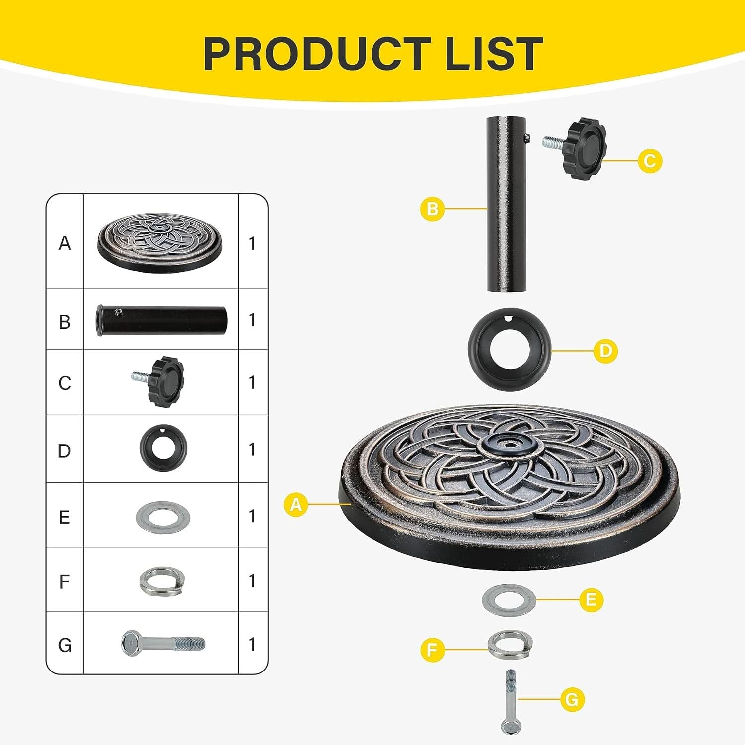 Heavy Duty 24 Pound Bronze Umbrella Base Patio Garden Stand For Outdoor Market Umbrellas