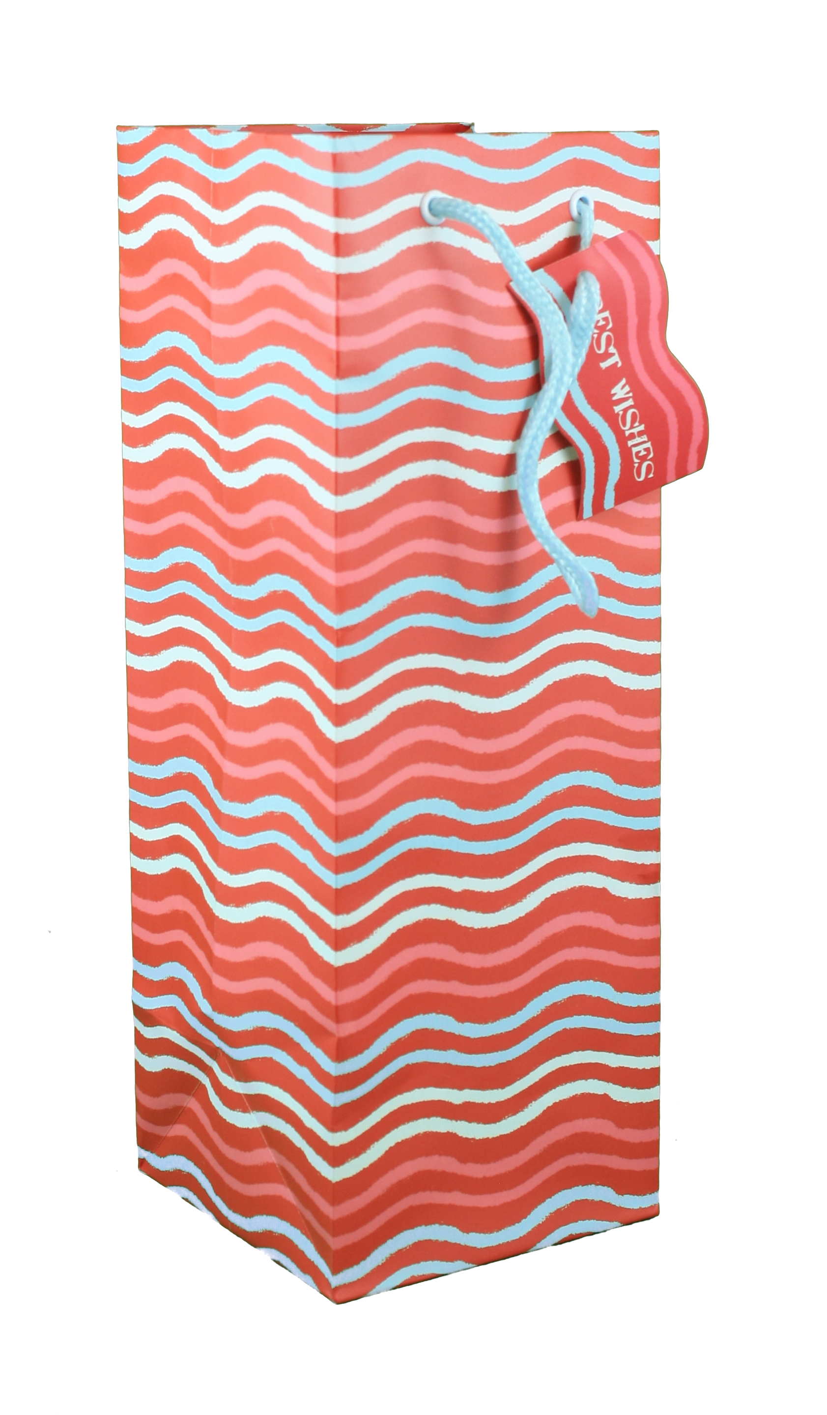 Heavyweight Bottle Gift Bag - Crimson Waves