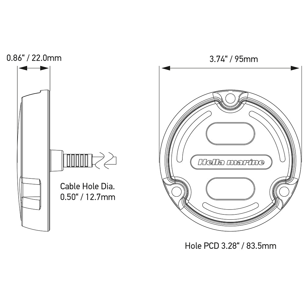 Hella Marine Apelo A2 Blue White Underwater Light - 3000 Lumens - Black Housing - Charcoal
