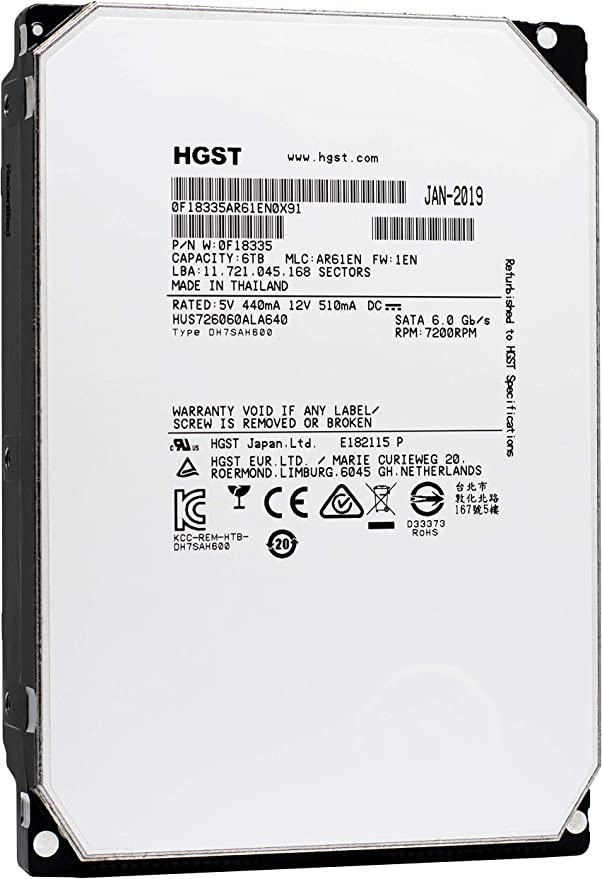 HGST-IMSourcing Ultrastar He6 HUS726060ALA640 6 TB Hard Drive - 3.5 Internal - SATA (SATA/600)" 0F18335