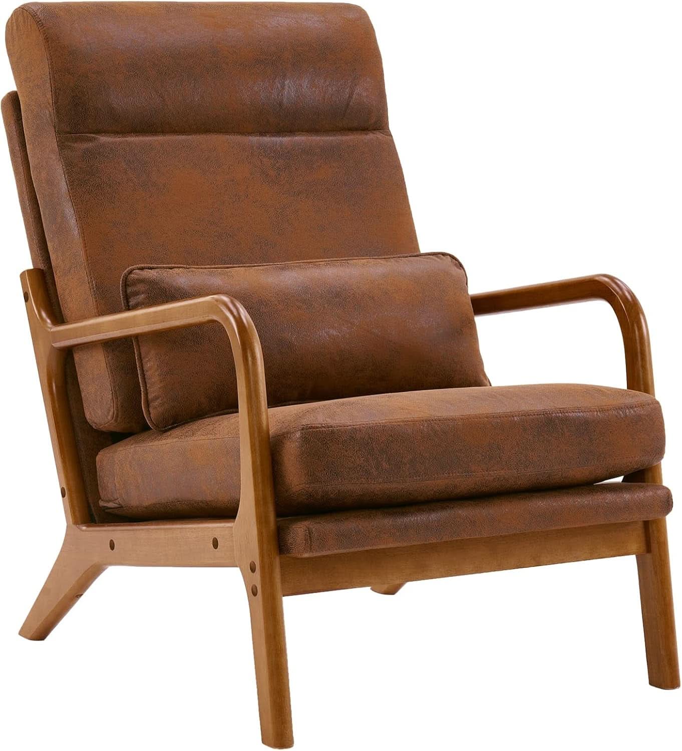High Back Microfiber Accent Chair Mid Century Modern