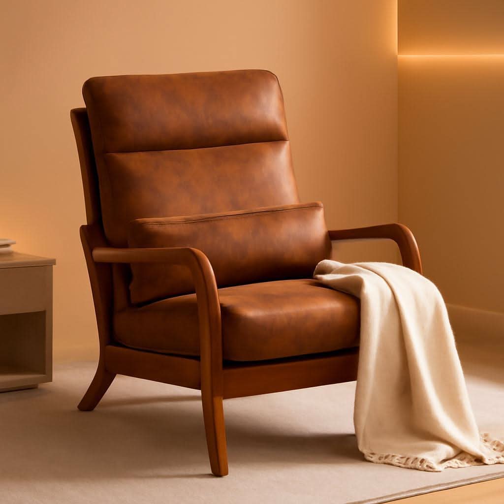 High Back Microfiber Accent Chair Mid Century Modern