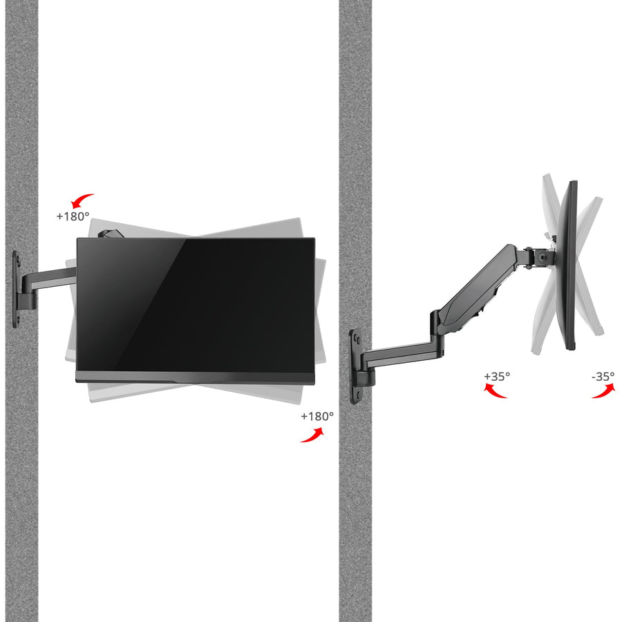 High Premium Aluminum Gas Spring Wall Mount - Single Monitor 17 to 34" - weight up to 19.8 lbs" CE-MT2L12-S1