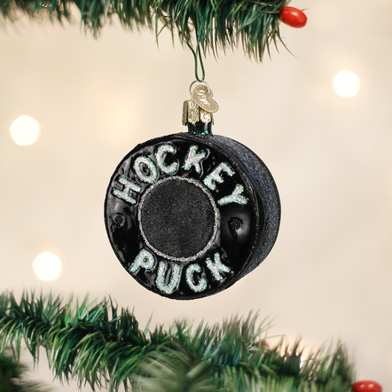 Hockey Puck Glass Ornament