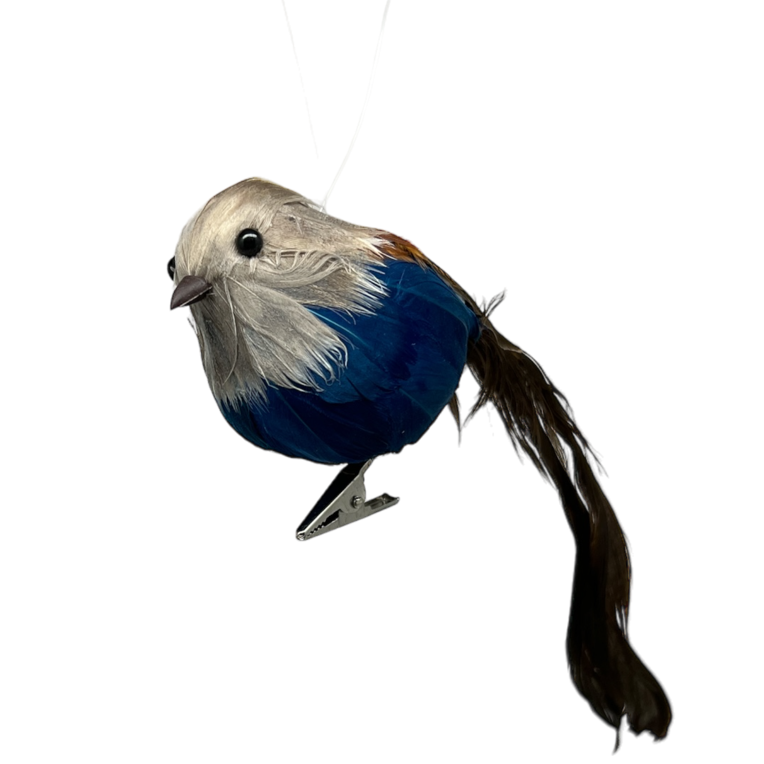 Holiday Bird Ornament - Blue With Brown