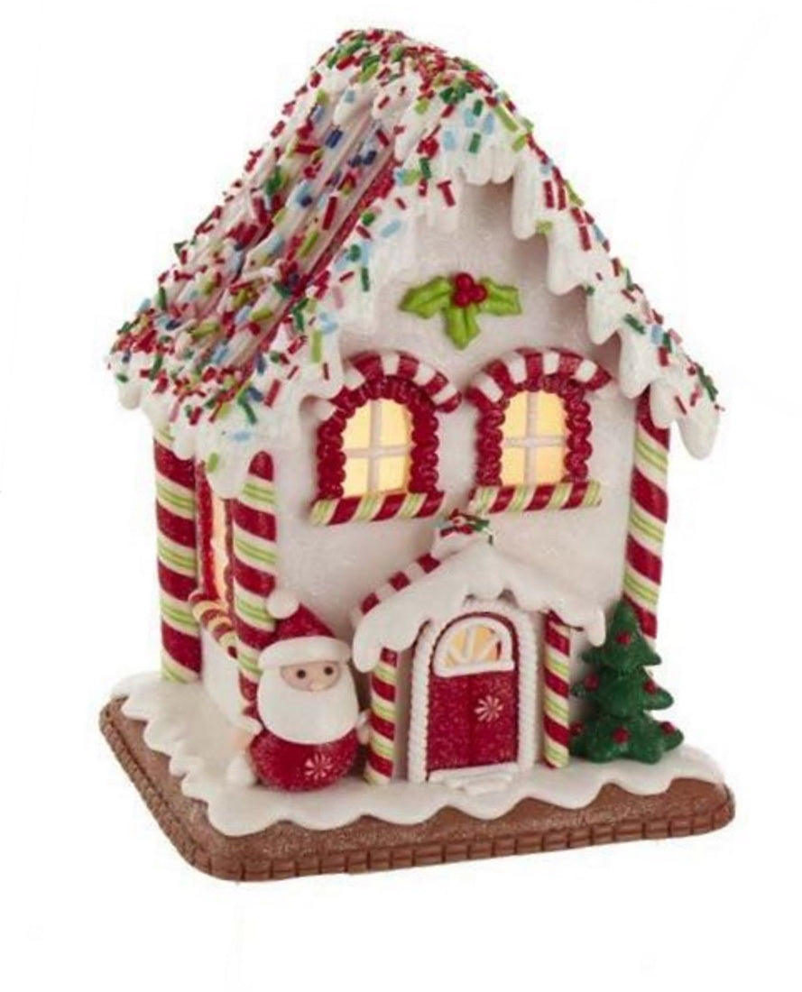 Holiday Gingerbread LED House - Snowman in front
