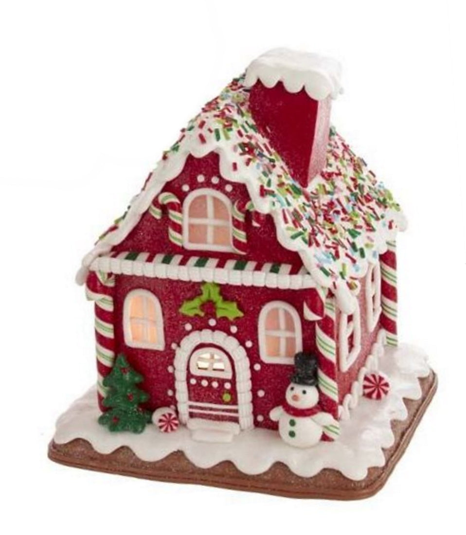 Holiday Gingerbread LED House - Snowman in front