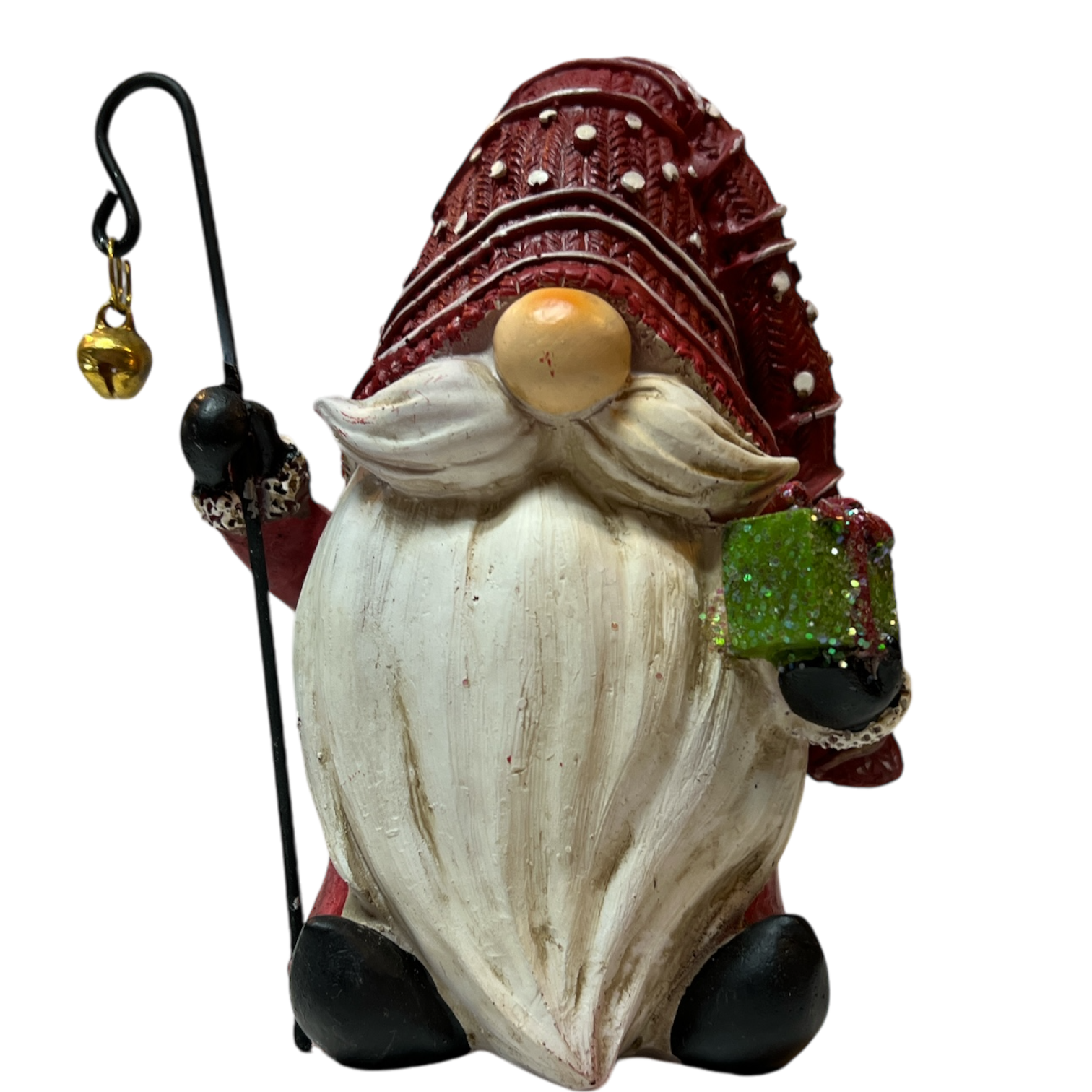 Holiday Gnome With Shepherds Hook Figurine