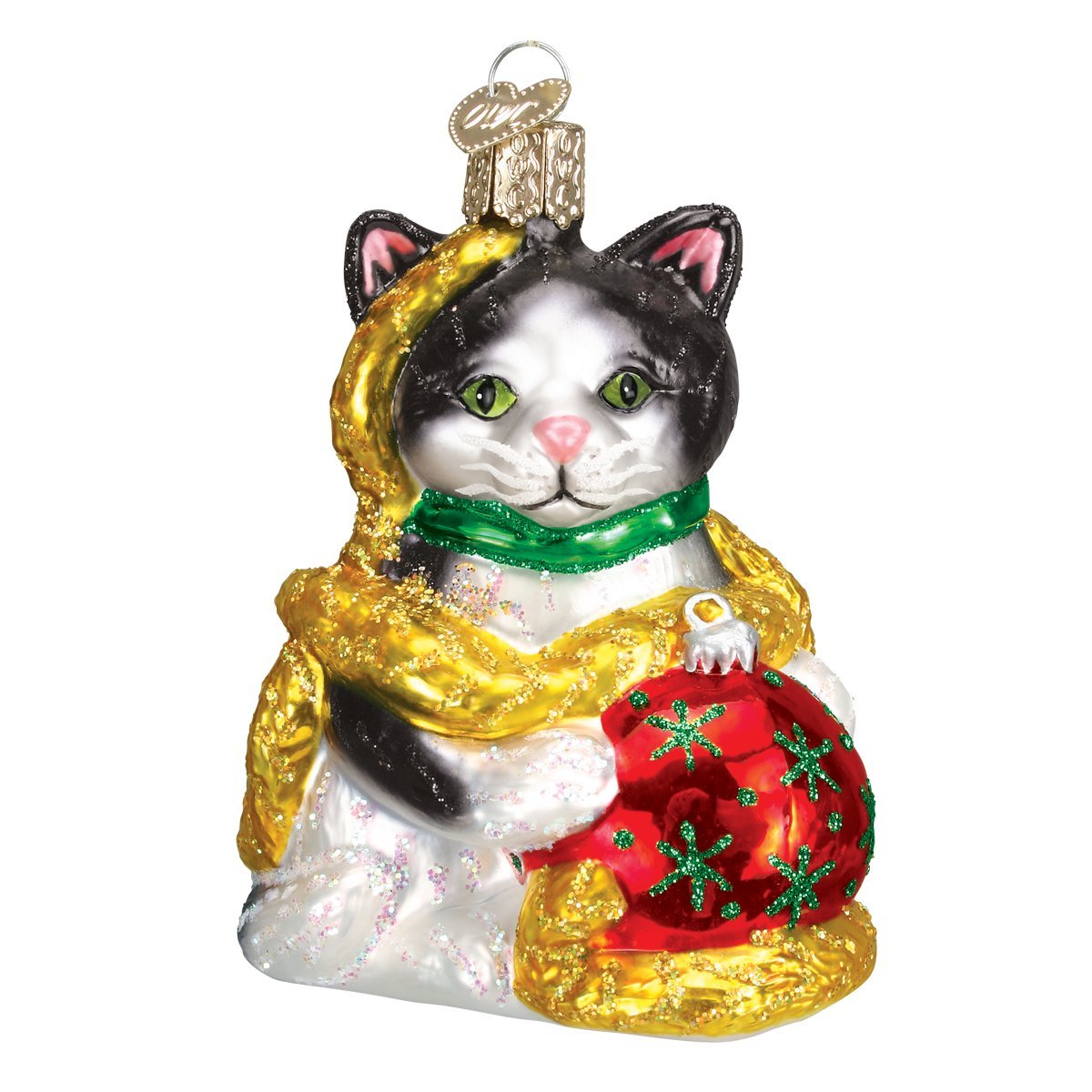 Holiday Kitten Glass Blown Ornament