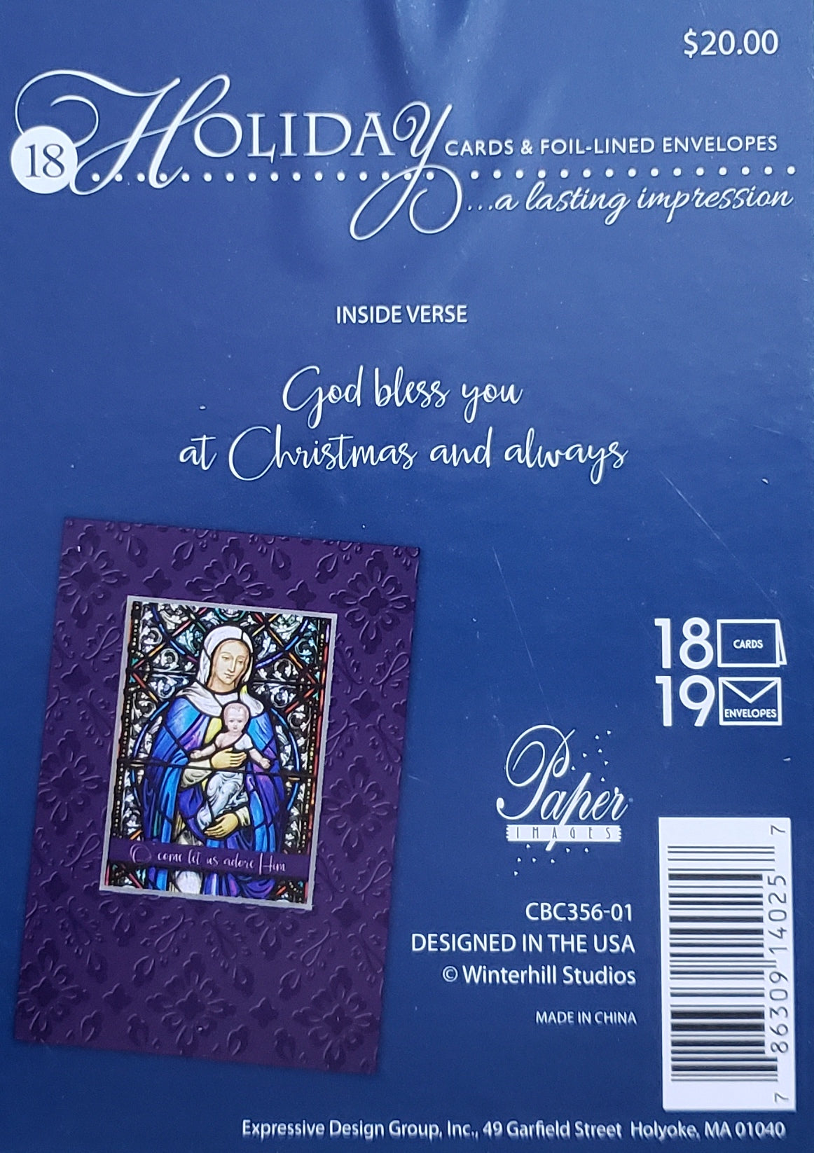 Holiday Luxury Religious Favorites 18 Card Box - O come let us adore Him