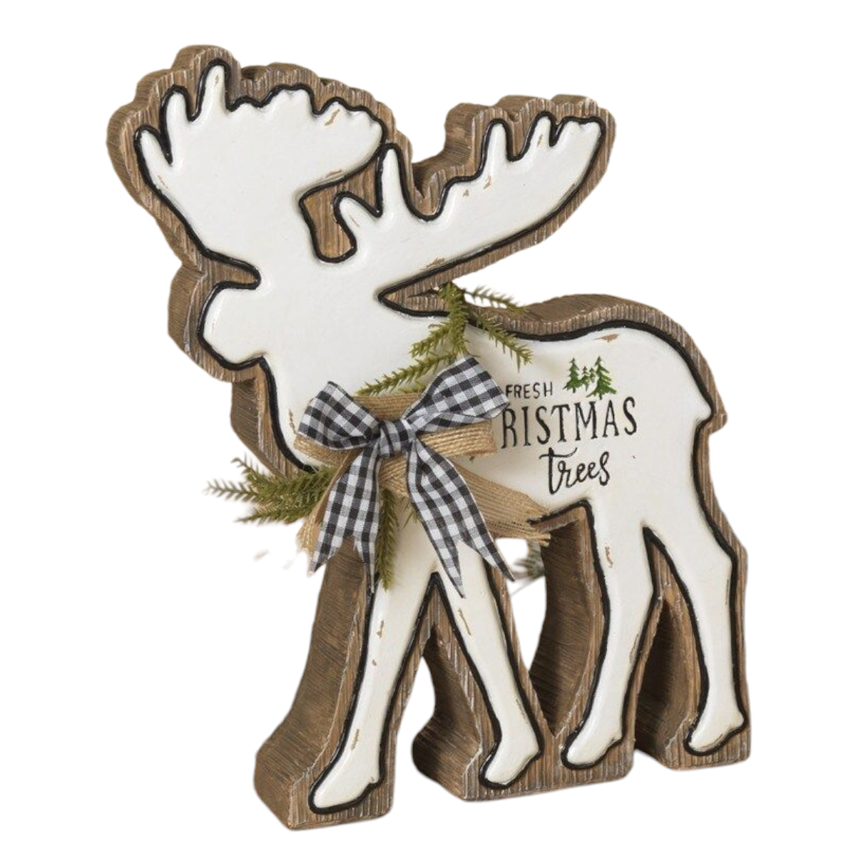 Holiday Moose with Pine & Bow Accents
