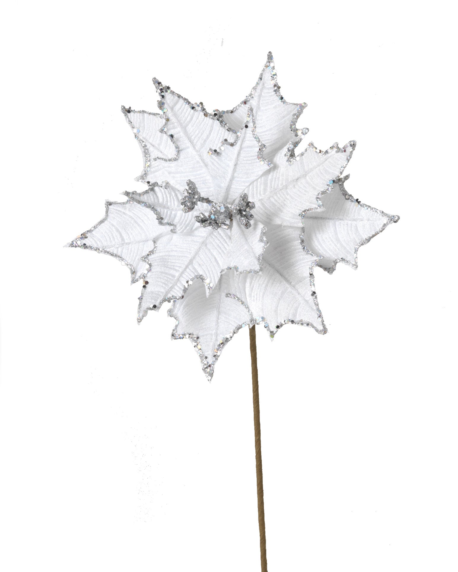 Holiday Poinsettia With Glitter Accent - Silver