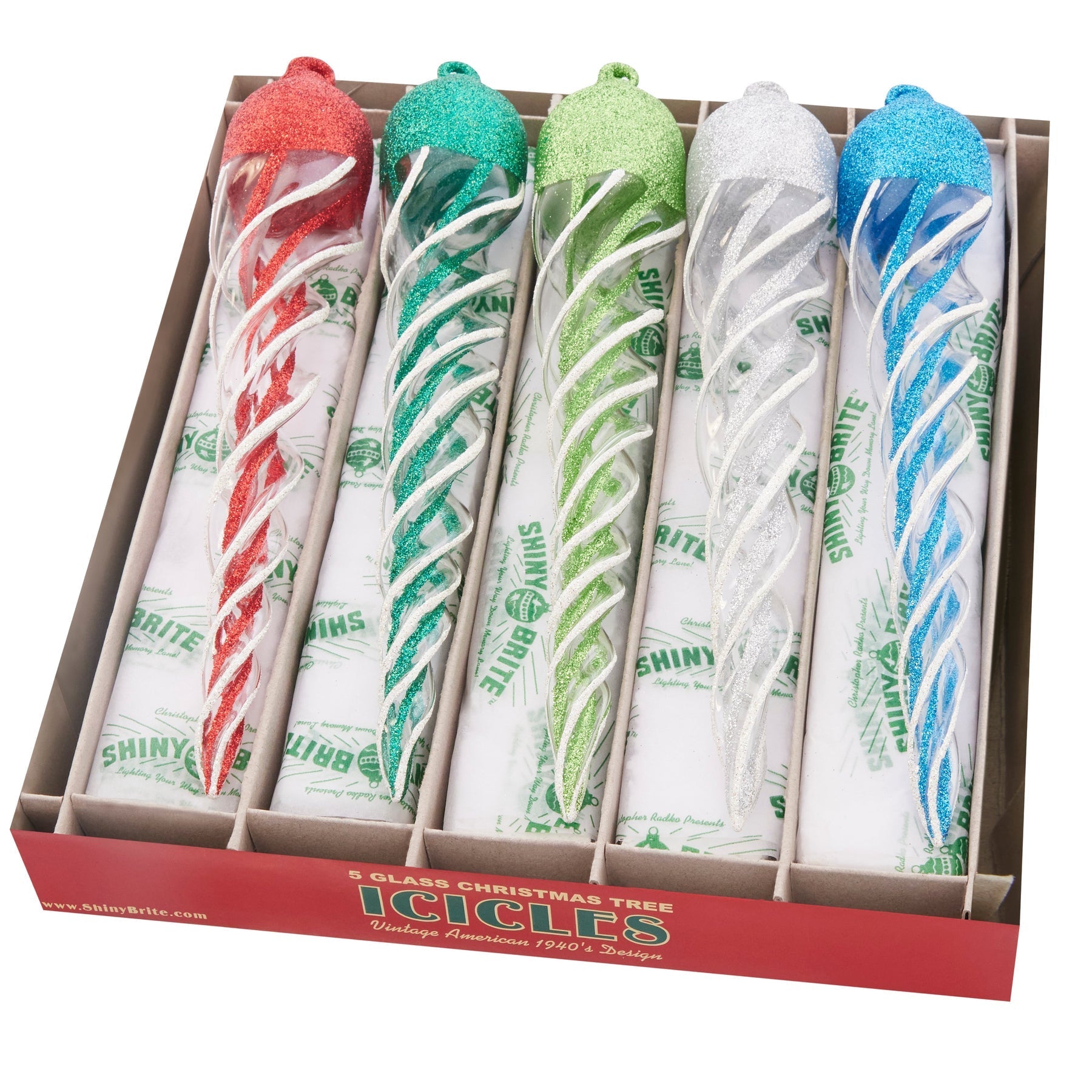 Holiday Splendor Glass Icicles - 5 Piece Set