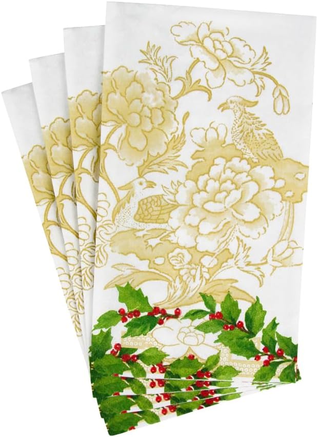 Holly Ceramic Ivory/Gold Guest Towel / Buffet Napkin
