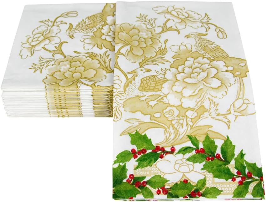 Holly Ceramic Ivory/Gold Guest Towel / Buffet Napkin