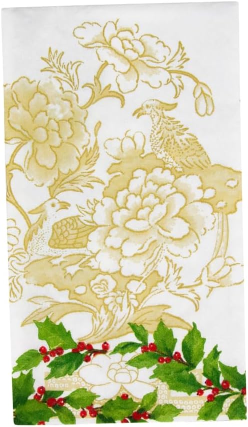 Holly Ceramic Ivory/Gold Guest Towel / Buffet Napkin