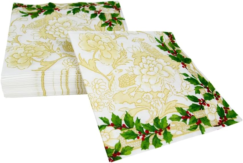 Holly Ceramic Ivory/Gold Luncheon Napkin