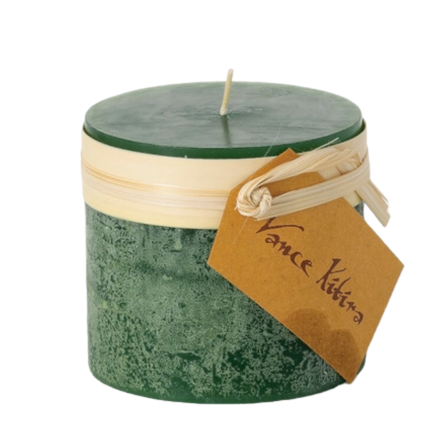 Holly Green Timber Pillar Candle - 3 x 3.25"