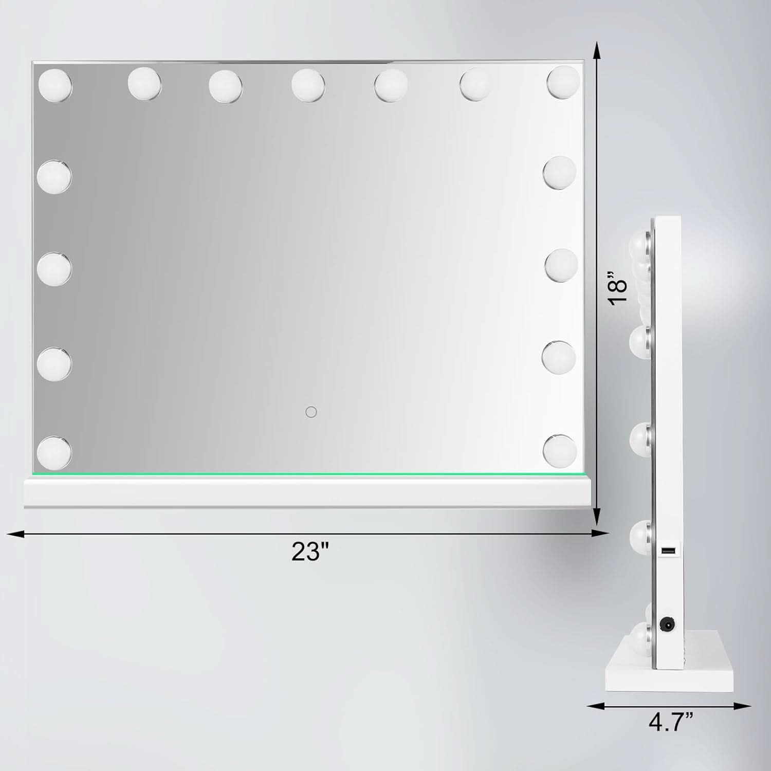Hollywood Vanity Mirror With Lights 23x18 Inch Desk Or Wall Mount